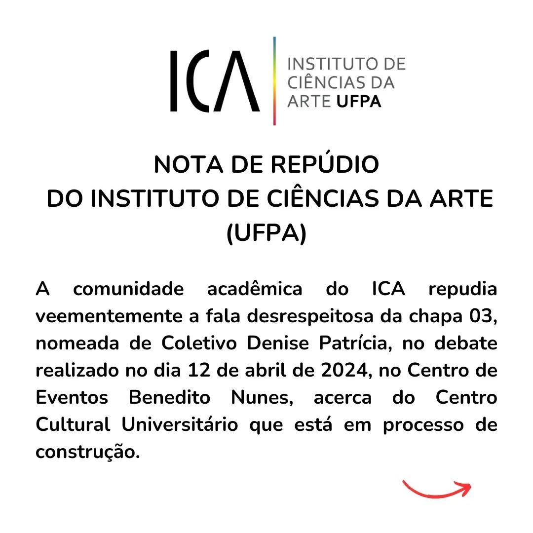 NOTA DE REPÚDIO DO INSTITUTO DE CIÊNCIAS DA ARTE (UFPA)